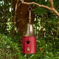 Glitzhome® 24" Retro Red Metal Bell Roof Birdhouse