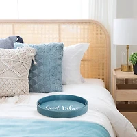 Elegant Designs™ 13.8" Round Good Vibes Serving Tray with Handles