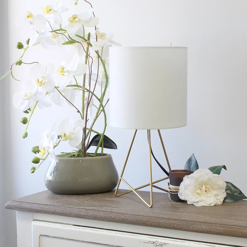 Simple Designs Gold & White Down to the Wire Table Lamp