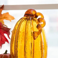 Glitzhome® Tall Crackle Glass Pumpkin, Amber