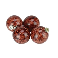 4ct Marbled Sienna Brown Shatterproof Ball Ornaments