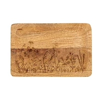 Hello Honey® 11.75" Mango Wood Tray with Laser Etched Botanicals