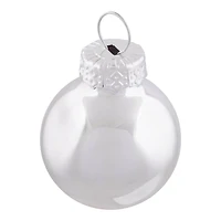 24ct. 1" 2-Finish Silver Glass Ball Ornaments