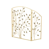 38.25" Gold Metal Leaf Foldable 3-Panel Fireplace Screen