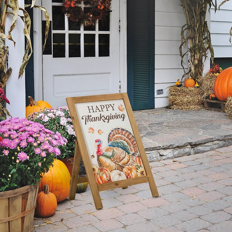 Glitzhome® 24" Thanksgiving Turkey Easel Porch Sign