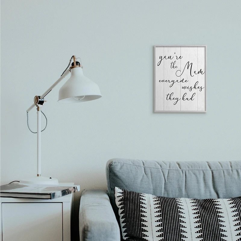 Stupell Industries You're the Mom Phrase Motivational Family Appreciation in Gray Frame Wall Art