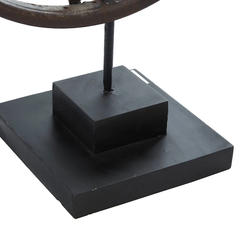 23" Gray Metal Industrial Gears Sculpture