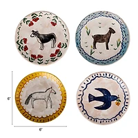 Hello Honey® 6" Enchanted Fauna Series Hand-Painted Stoneware Plate Set