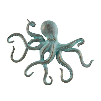 16" Blue Octopus Patina Sculpture