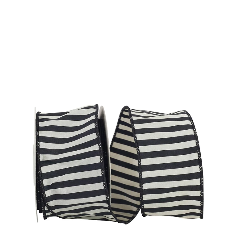 JAM Paper 2.5" x 10yd. Black Wired Silky Striped Ribbon