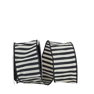 JAM Paper 2.5" x 10yd. Black Wired Silky Striped Ribbon