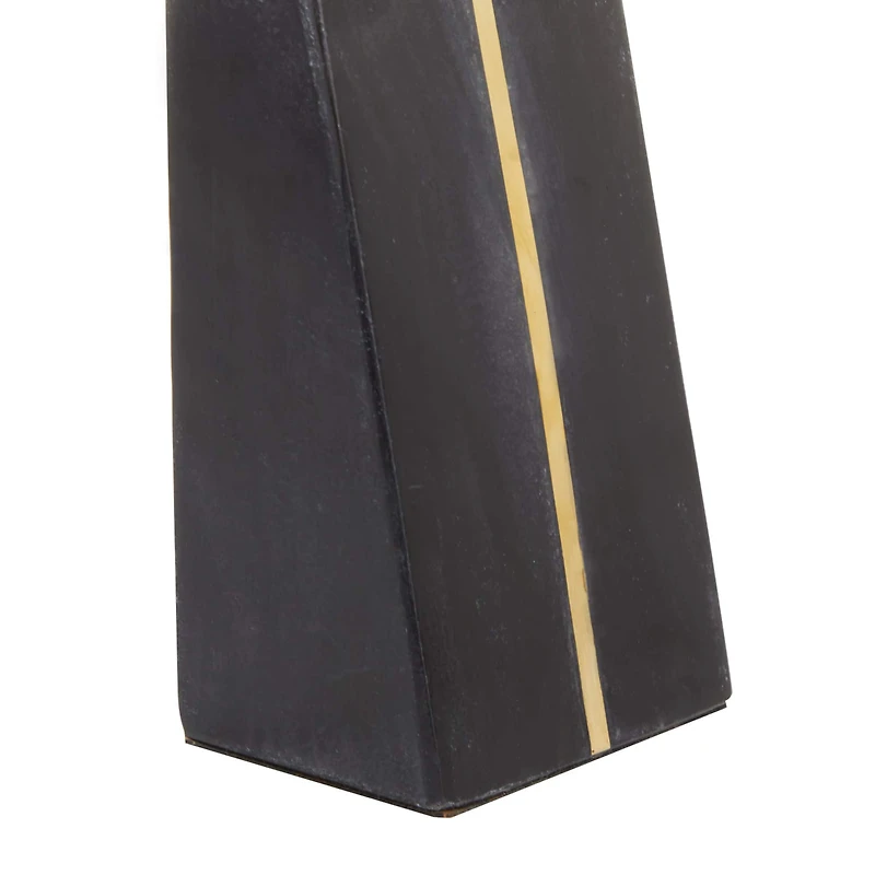 CosmoLiving by Cosmopolitan Set of 2" Black Marble Glam Bookends, 6" x 2" x 3"