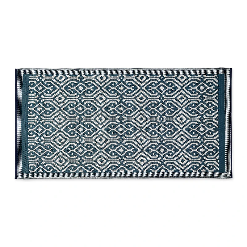 Blue Morrocan Outdoor Floor Runner 3ft. x 6ft.