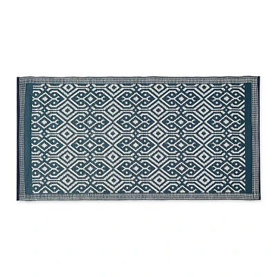 Blue Morrocan Outdoor Floor Runner 3ft. x 6ft.