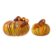 Glitzhome® Multi Striped Glass Short Pumpkin Set