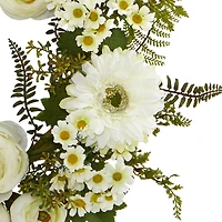 24” Mixed Cream Daisies & Ranunculus Wreath
