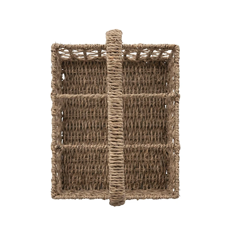 Hello Honey® Natural Handwoven Seagrass 6 Section Caddy with Handle