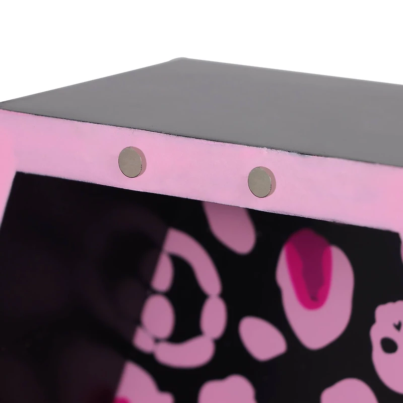 14" Black & Pink Leopard Print Coffin Tabletop Décor by Ashland®