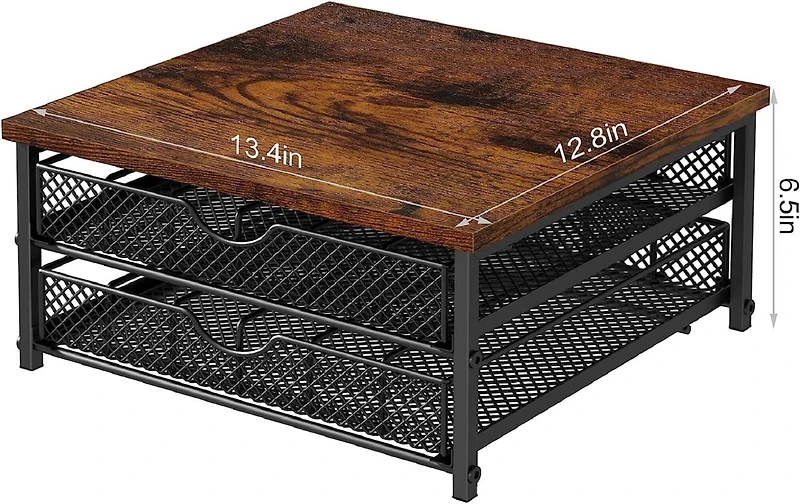 Black 2-Tier 72 Pods Drawer Coffee Organizer for K Cup