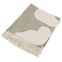 Hello Honey® Tan Botanical Print & Fringe Cotton Slub Throw Blanket