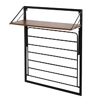 Honey Can Do 31" Black & Walnut Collapsible Wall-Mounted Clothes Drying Rack with Shelf