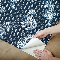 PrintFresh Tiger Queen Navy Peel & Stick Wallpaper