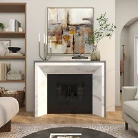 9.75" Gray Marble Geometric 2-Link Chain Sculpture Décor