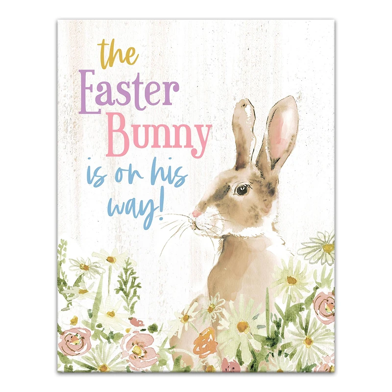 Easter Bunny On His Way 11" x 14" Canvas Wall Art