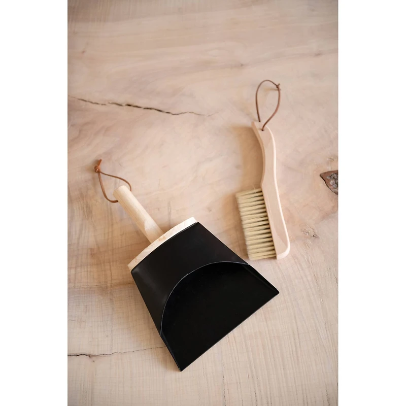 Hello Honey® Metal Dust Pan with Beech Wood Handle & Brush Set