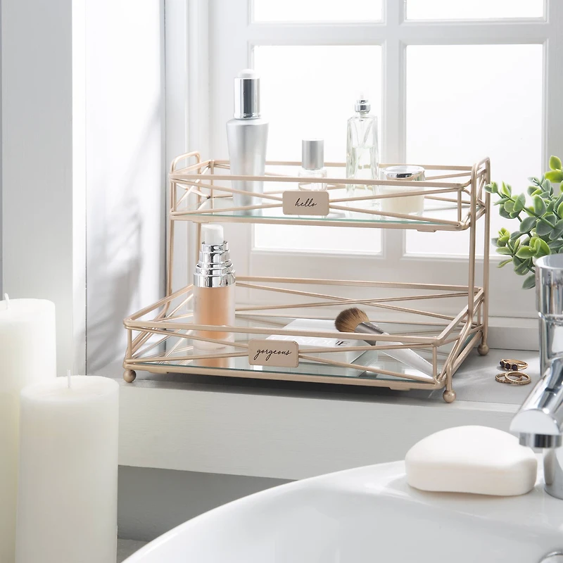 Home Details Rose Gold 2-Tier Vanity Tower