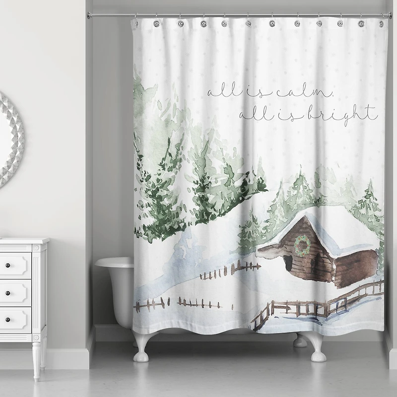 Snowy Cabin Shower Curtain