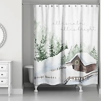 Snowy Cabin Shower Curtain