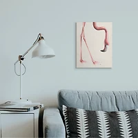 Stupell Industries Pink Flamingo Bending Feet Beak Detail Canvas Wall Art