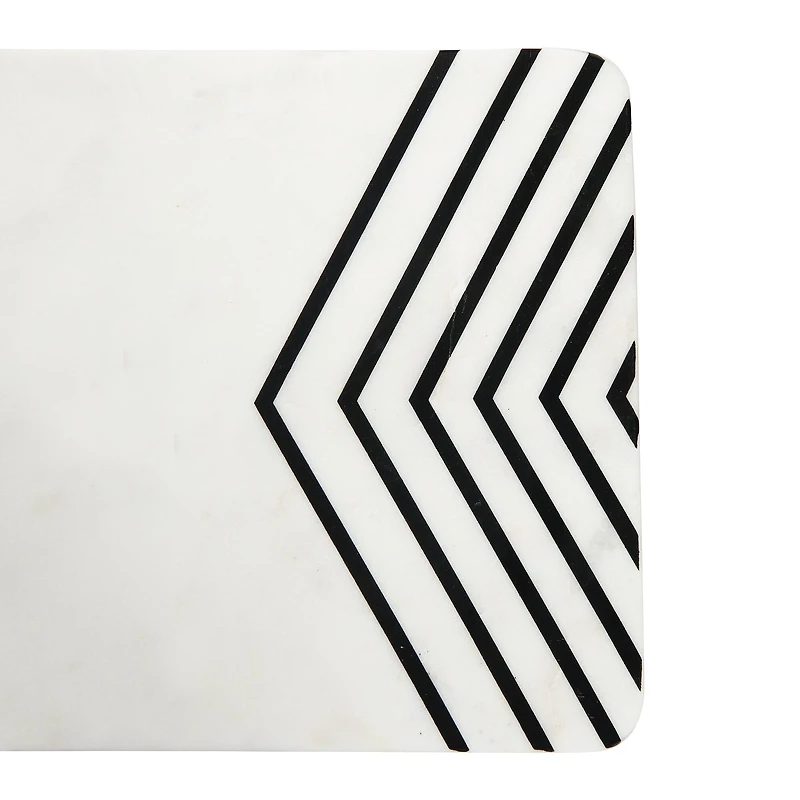 Hello Honey® 17" White and Black Chevron Marble Cheese/Cutting Board