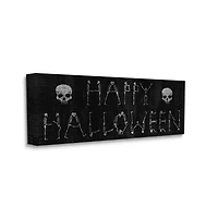 Stupell Industries Happy Halloween Skeleton Letters Canvas Wall Art