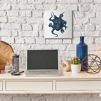 Stupell Industries Minimal Blue Octopus Marine Life Sea Creature Canvas Wall Art