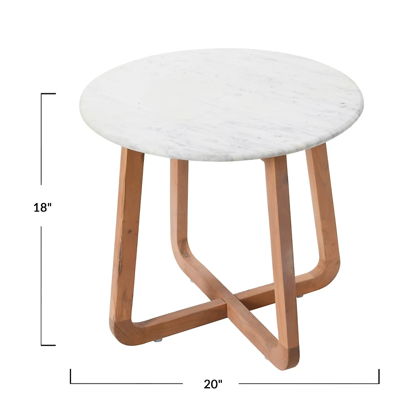 Hello Honey® Modern Bohemian Marble & Wood Round End Table