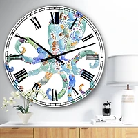 Designart 'Octopus Made Of Octopus Large Nautical & Coastal Wall Clock