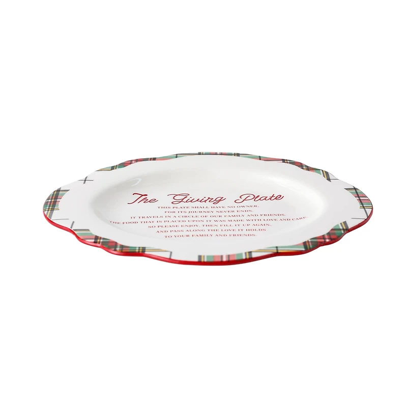 14.25" Green & Red Plaid Ceramic Giving Plate by Ashland®