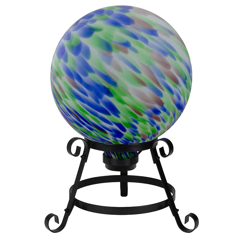 10" Blue and Green Brush Strokes Glass Garden Gazing Ball