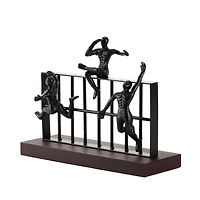 Black Metal Contemporary Sculpture, Climbing 10" x 14" x 9"