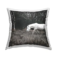 Stupell Industries Mysterious White Horse Country Rural Nature Throw Pillow, 18" x 18"