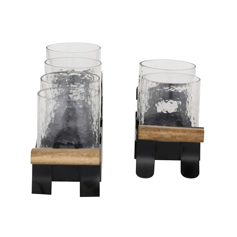 Set of 2 Black Metal Candle Holder, 12.75", 21.25"