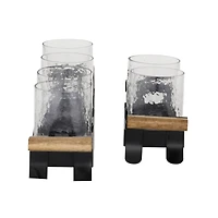 Set of 2 Black Metal Candle Holder, 12.75", 21.25"