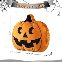 Glitzhome® 15.5"L Fall and Halloween Fabric Double Sided Pumpkin Pillow