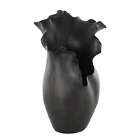 16" Black Abstract Wavy Ceramic Vase