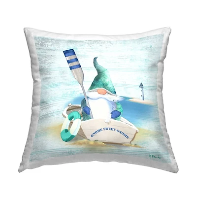 Stupell Industries Boating Gnome Nautical Lighthouse Ocean Throw Pillow, 18" x 18"