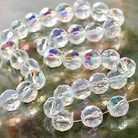 12 Pack: Crystal AB Faceted Glass Round Beads, 10mm by Bead Landing™