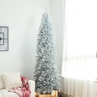 9ft. Unlit Silver Tinsel Artificial Christmas Tree