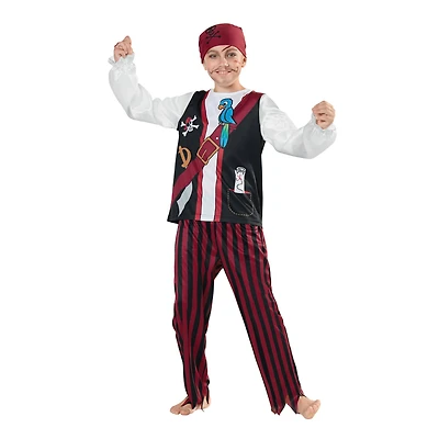 Large Red & Black Pirate Boy's Costume